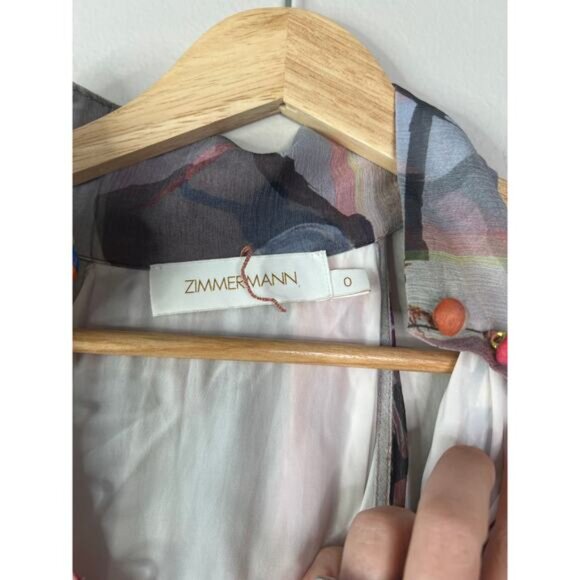 NEW Zimmermann Wavelength Poster Halter High Collar Mini Dress Size: 0 - Picture 4 of 8